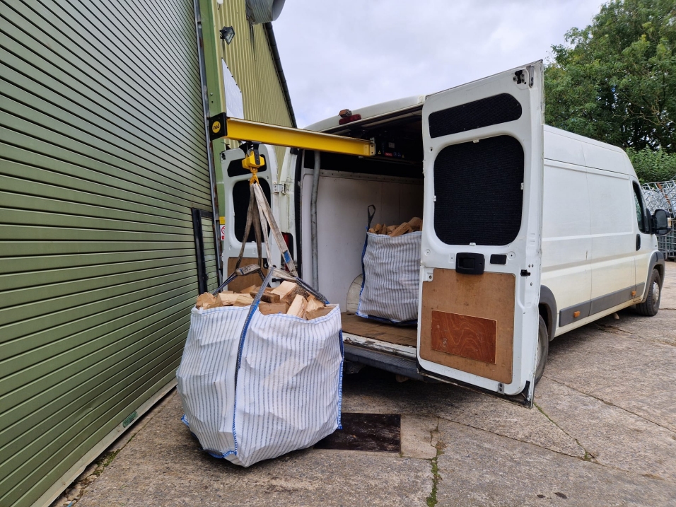 Firewood being delivered with our crane